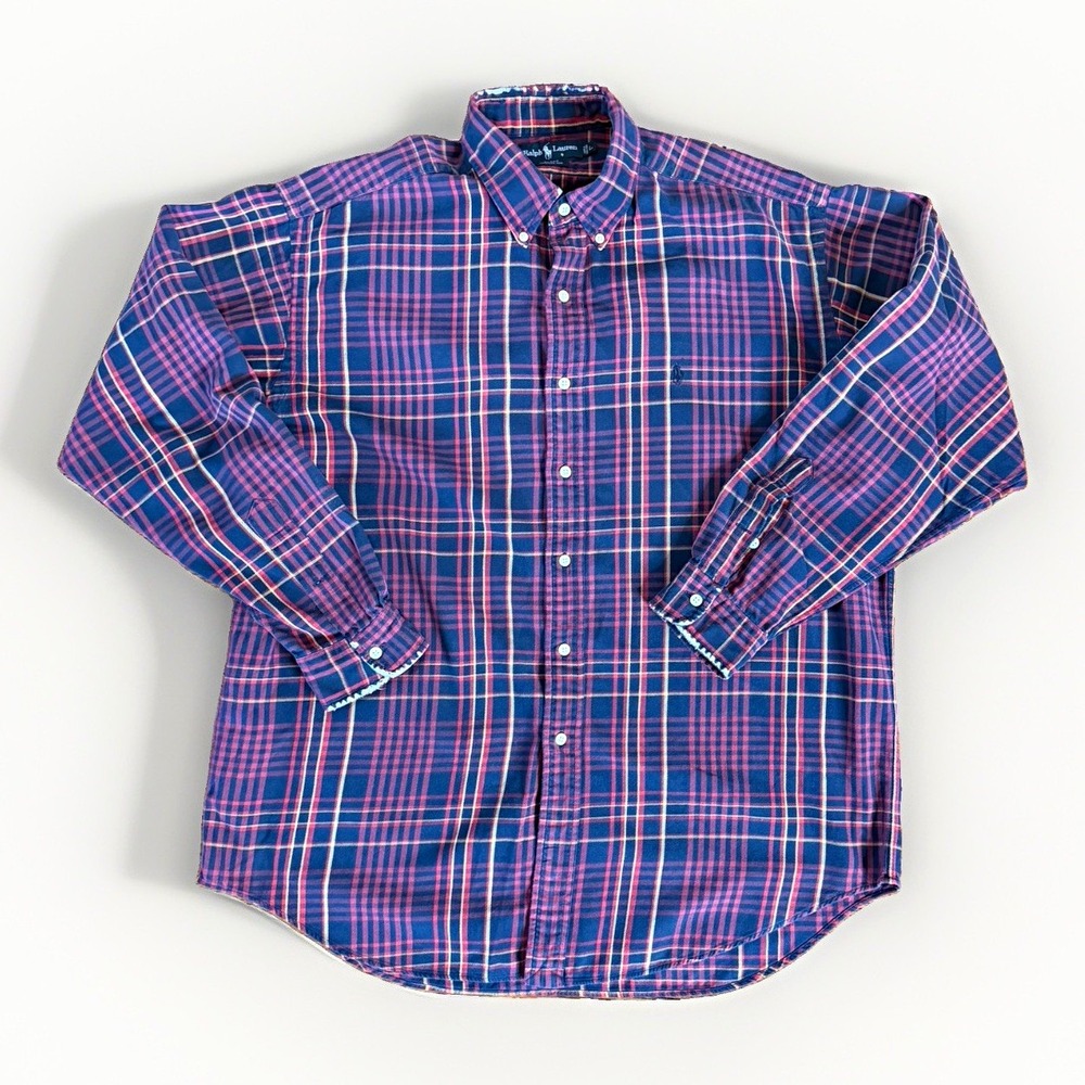 Ralph Lauren Blake Men's L Cotton Flannel Plaid Button-Down Long Sleeve Shirt